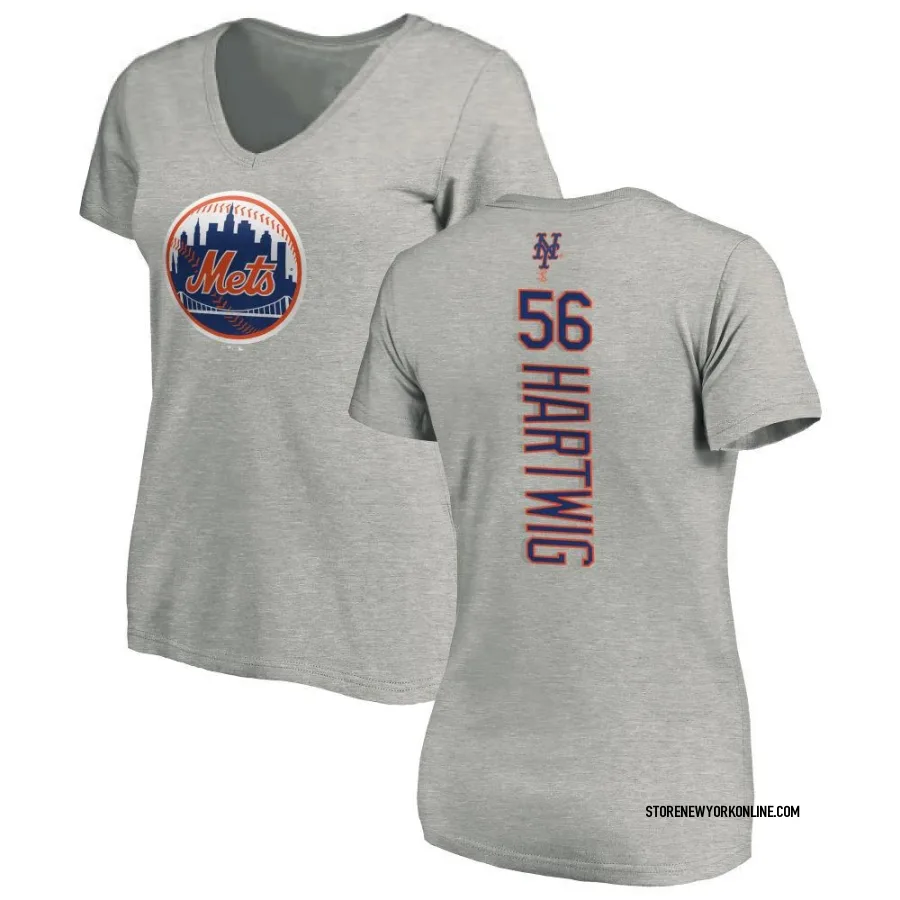Women's New York Mets Grant Hartwig Ash Backer Slim Fit T-Shirt