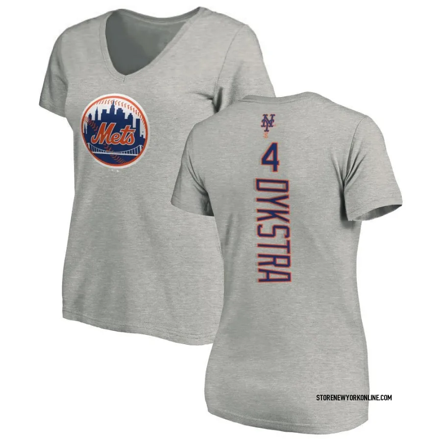 Women's New York Mets Lenny Dykstra Ash Backer Slim Fit T-Shirt