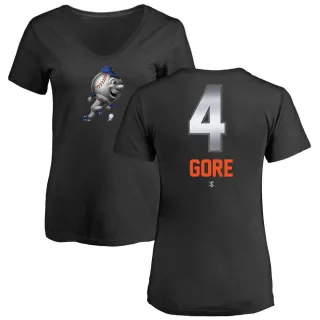 Women's New York Mets Terrance Gore Black Midnight Mascot V-Neck T-Shirt