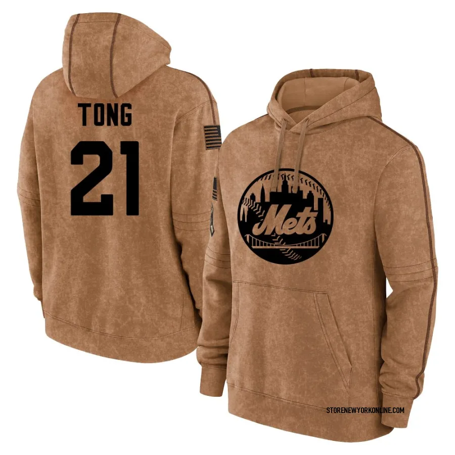 Youth New York Mets Jonah Tong Brown 2023 Salute to Service Club Pullover Hoodie